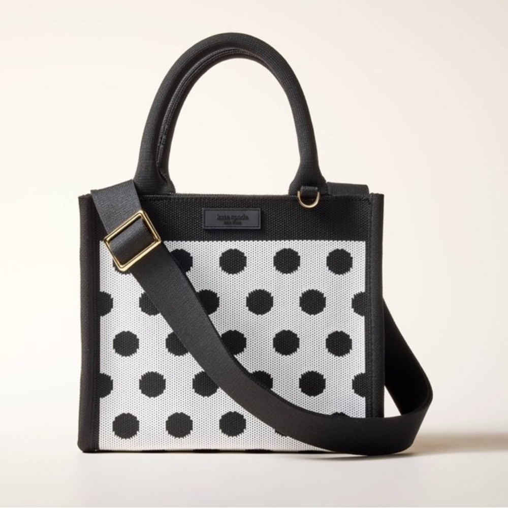 Kate Spade Limited Edition Black and White Polka Dot Tote Bag